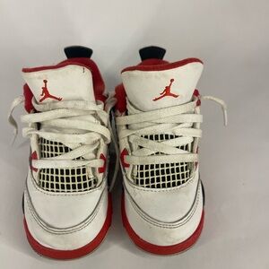 Nike Air Jordan 4 Retro TD Fire Red White Red Black Toddler Sneakers Size 8C